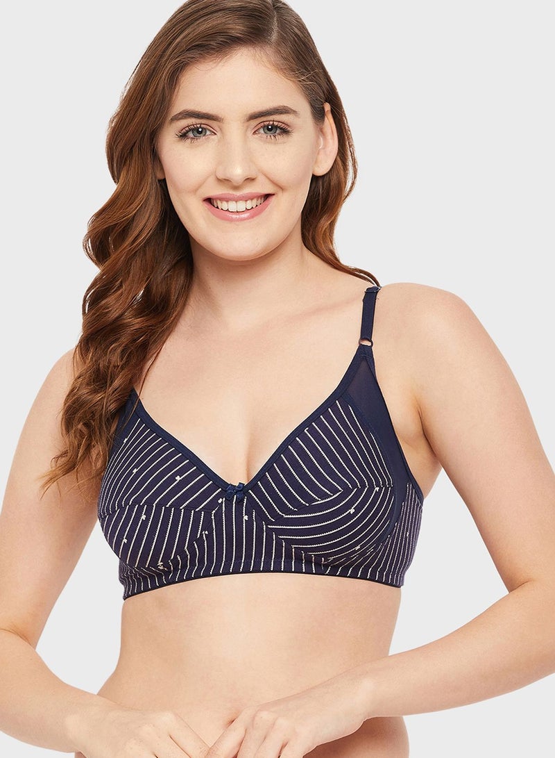 Clovia Striped Plunge Neck Bra - Image 1