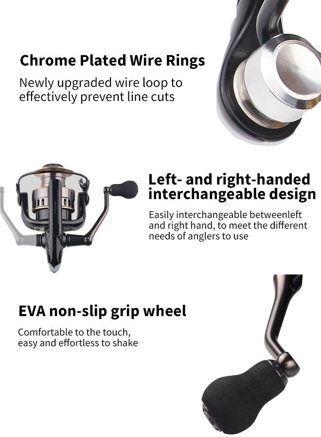 سيدارويف بكرة دوارة معدنية بالكامل، أقصى سلاسة سحب 10 كجم، تروس معدنية 5.2:1، محور نحاسي، هيكل إطار عالي القوة، عجلة EVA غير قابلة للانزلاق، مقاومة للماء، أداء عالي للصيد الاحترافي، مثالية لصيد الأسماك في المياه العذبة أو مياه البحر - Image 5