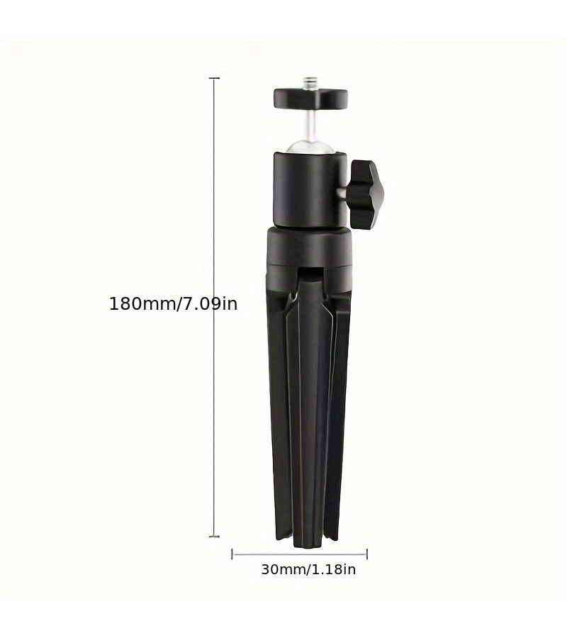 Black 360 Rotating Mini Tripod Head Mount for Projector Camera DSLR Live Streaming - Image 3