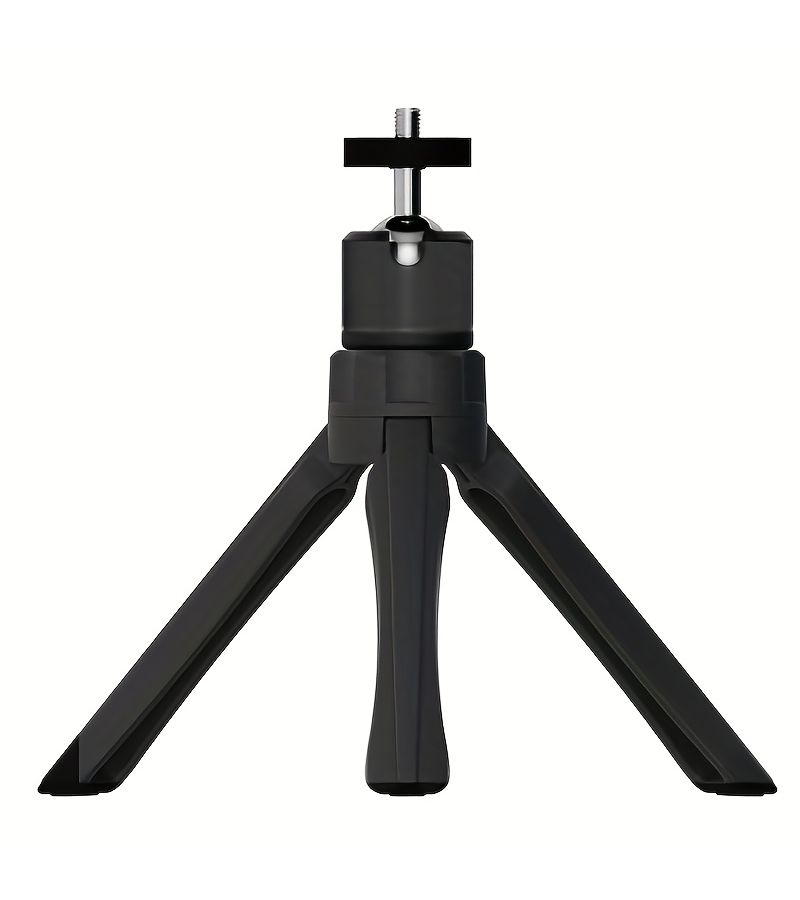 Black 360 Rotating Mini Tripod Head Mount for Projector Camera DSLR Live Streaming - Image 2