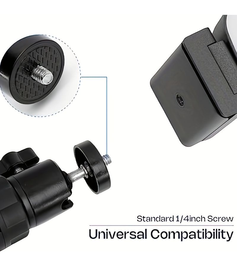 Black 360 Rotating Mini Tripod Head Mount for Projector Camera DSLR Live Streaming - Image 4