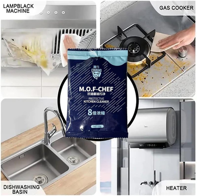 كلاراكو منظف مطبخ MOF CHEF الواقي، منظف مزيل الشحوم من jaysuing، منظف مزيل الشحوم عالي التحمل، مسحوق منظف Mof Chef، مزيل شحوم عالي التحمل للمطبخ، مسحوق تنظيف تلوث زيت المطبخ (قطعة واحدة - 500 جرام) - Image 4