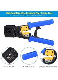 Generic Petechtool Rj45 Professional Crimp Tool Pass Through Cat5 Cat5E Cat6 Heavy Duty Crimping Tool Blue For Rj45 Rj12 Regular And End-Pass-Through Connectors With 20Pieces Rj45 Cat6 Connectors And 5 Free B  - Image 3