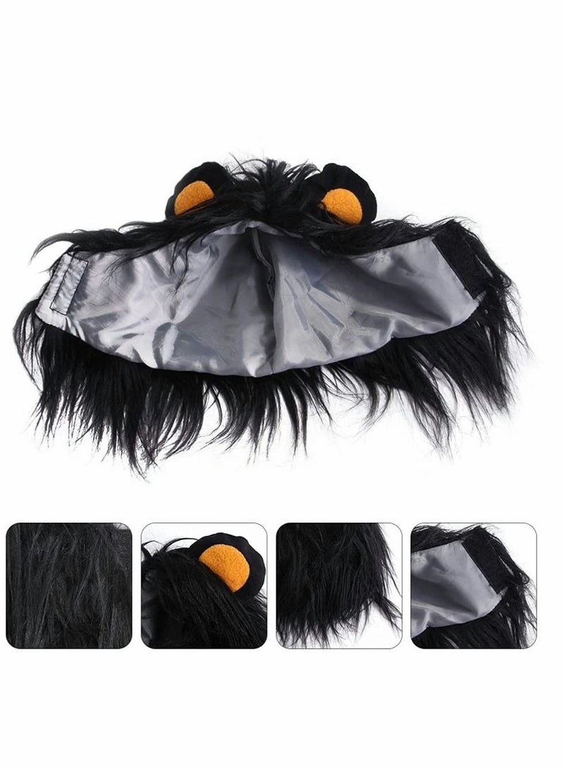 SYOSI Pet Wig, Cat Dog Lion Hair Headwear Headgear Cosplay Costume Festival Character Dress Up Toy for Puppy Kitten (Black) - Image 3