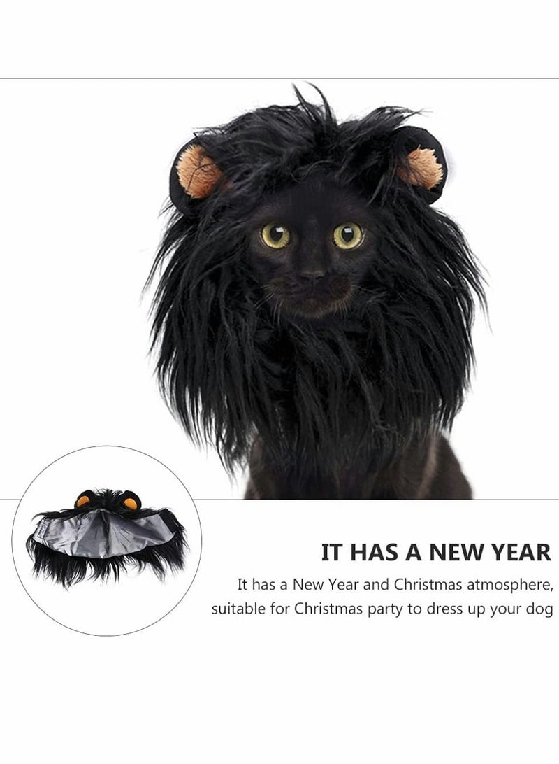 SYOSI Pet Wig, Cat Dog Lion Hair Headwear Headgear Cosplay Costume Festival Character Dress Up Toy for Puppy Kitten (Black) - Image 5