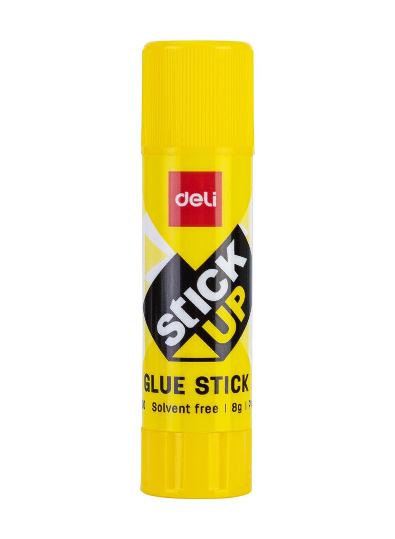 Deli EA20010 STICK UP PVP Glue Stick, 8g, White Glue, Yellow Barrel, Non-Toxic, Washable - Image 1