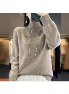 Generic New Chinese Style Knitwear Pullover Sweater Womens High-End Feel Stylish Pure Wool Knit Base Layer Crew Neck Pattern Green  - Image 2