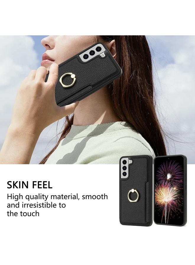 اس-توب جراب لهاتف Samsung Galaxy S22+ 5G Ring Card Litchi Leather Back Case Phone - Image 5