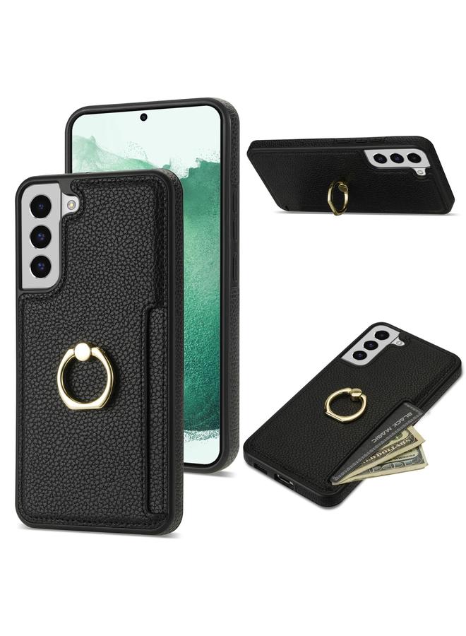اس-توب جراب لهاتف Samsung Galaxy S22+ 5G Ring Card Litchi Leather Back Case Phone - Image 1