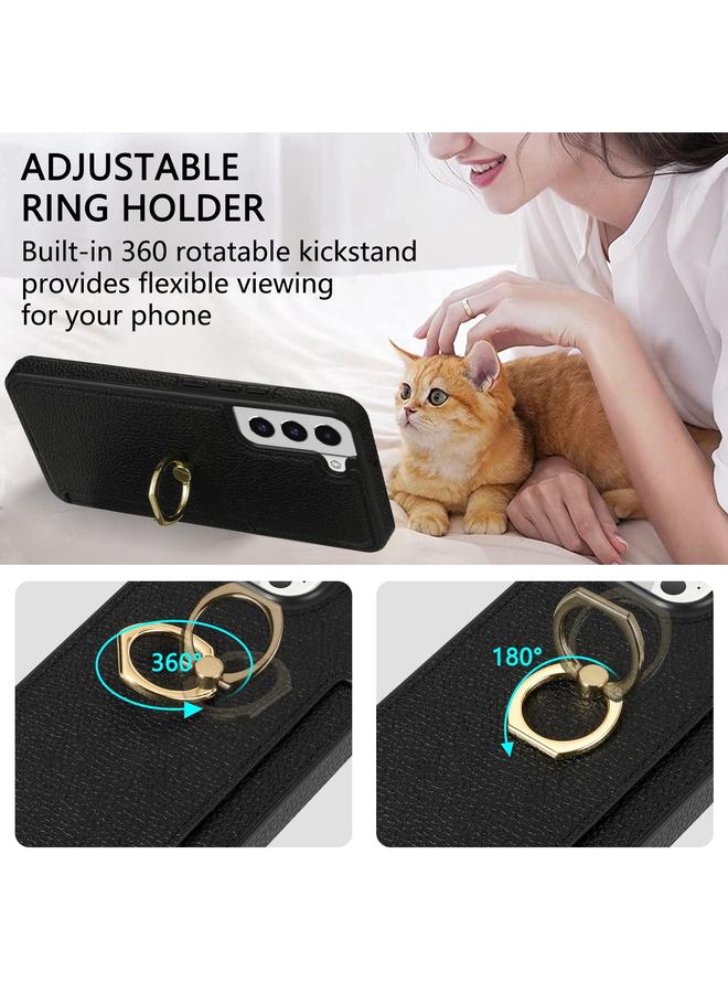 اس-توب جراب لهاتف Samsung Galaxy S22+ 5G Ring Card Litchi Leather Back Case Phone - Image 4