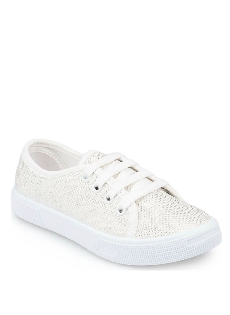 SouqBazar  Girls Silver White Slip on loafers. 