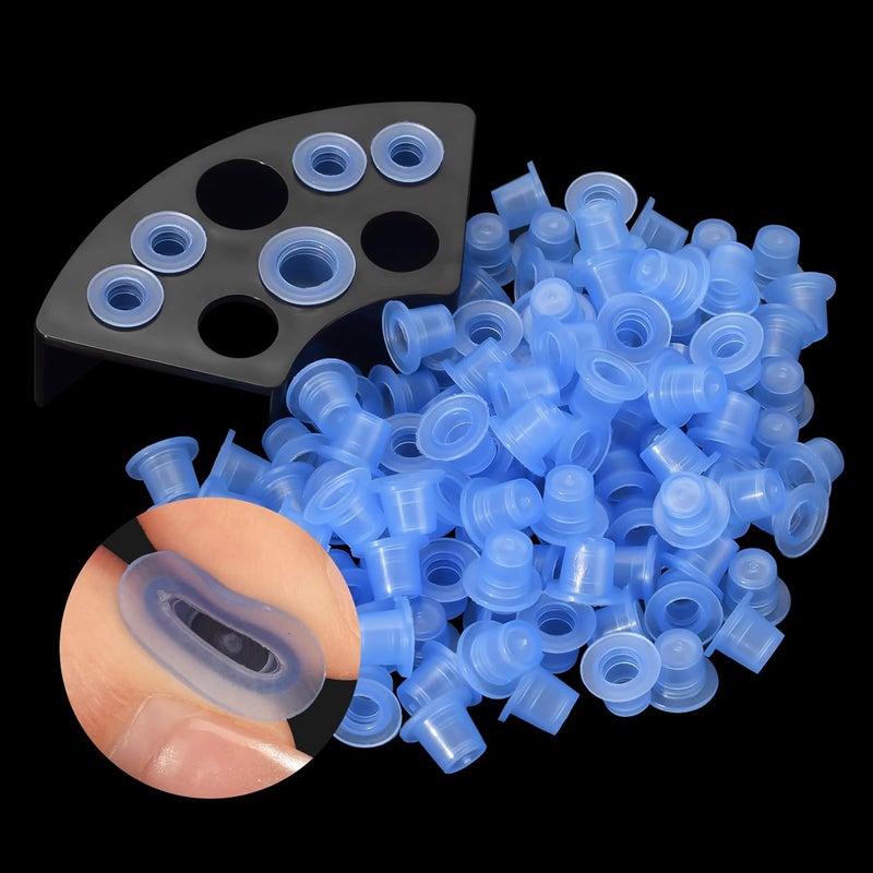 ATOMUS ATOMUS 300pcs Tattoo Ink Caps with 1pc Cup Holders Silicone Tattoo Pigment Cups 8 Holes Ink Caps Holder for Tattoo Ink Tattoo Supplies Tattoo Sets (S)