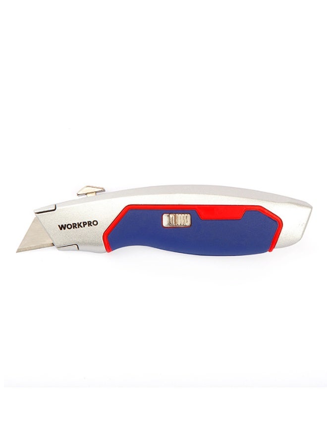 WORKPRO WP213011 Heavy Duty Aluminum Body Retractable Touch-Up Utility Knife + 3 Pcs Replacement Blades - Image 1