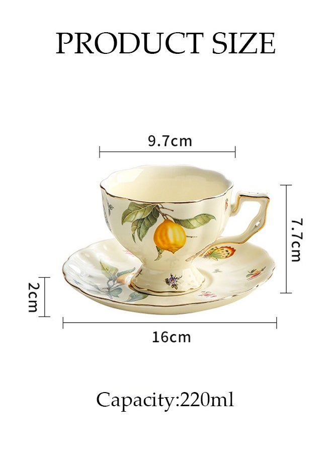 DUNISO Tea Cups and Retro Phnom Penh Tea Cups and Saucers Set Porcelain Tea Set for Tea Party Afternoon Tea Cups Saucer for Coffee Milk Kitchen and Drawing RoomSaucers Set Porcelain Tea Set for Tea Party  - Image 2