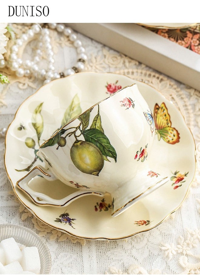DUNISO Tea Cups and Retro Phnom Penh Tea Cups and Saucers Set Porcelain Tea Set for Tea Party Afternoon Tea Cups Saucer for Coffee Milk Kitchen and Drawing RoomSaucers Set Porcelain Tea Set for Tea Party  - Image 4