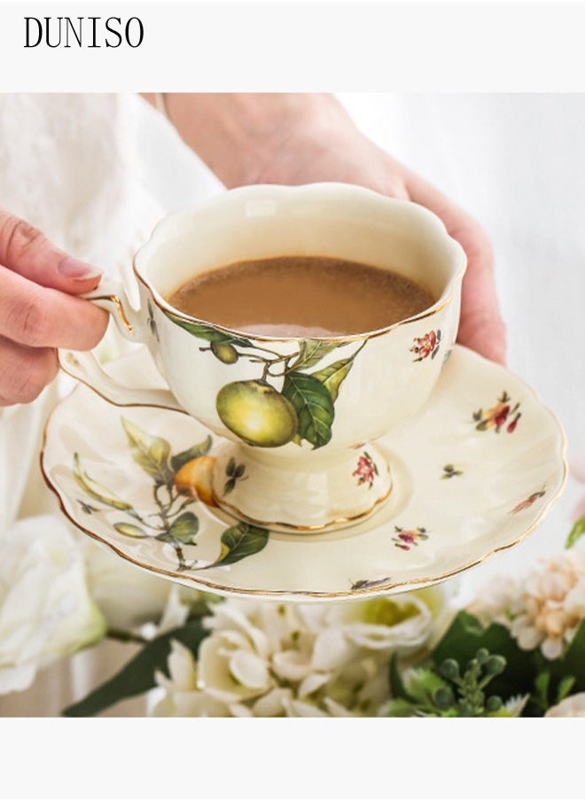 DUNISO Tea Cups and Retro Phnom Penh Tea Cups and Saucers Set Porcelain Tea Set for Tea Party Afternoon Tea Cups Saucer for Coffee Milk Kitchen and Drawing RoomSaucers Set Porcelain Tea Set for Tea Party  - Image 5