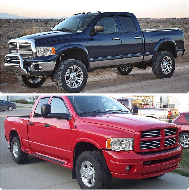ADCARLIGHTS Headlight Assembly for 2002-2005 Dodge Ram Pickup Truck - Chrome Housing with Amber Reflector - Image 2