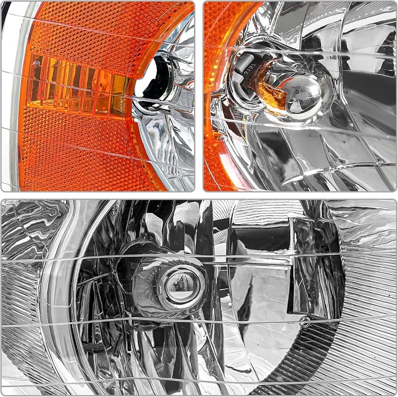 ADCARLIGHTS Headlight Assembly for 2002-2005 Dodge Ram Pickup Truck - Chrome Housing with Amber Reflector - Image 5