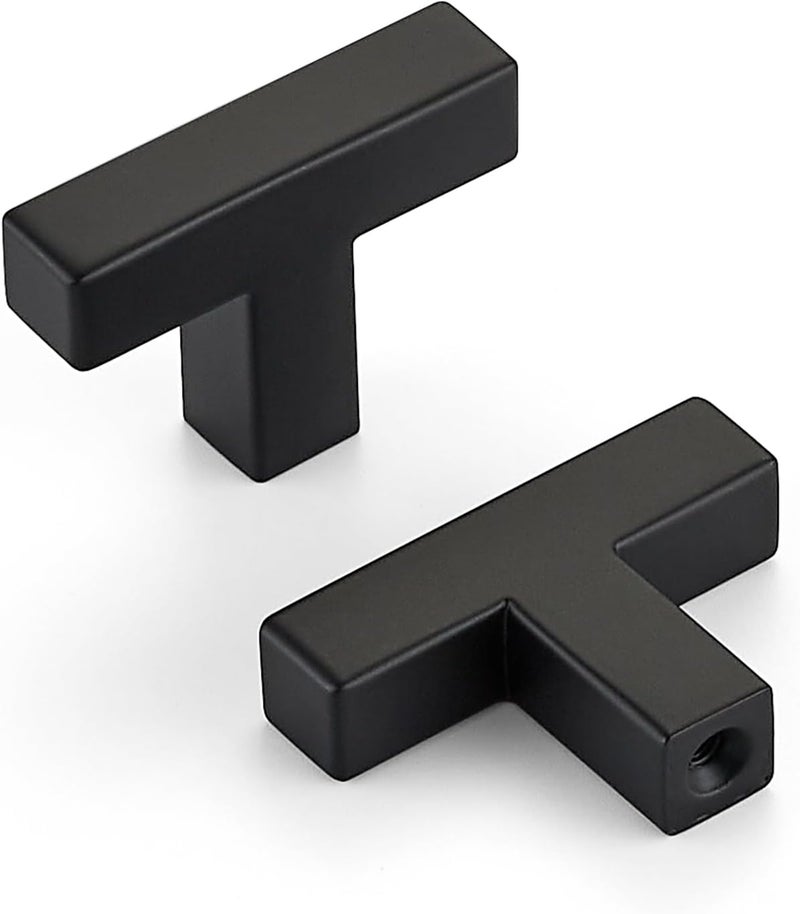 HOME EDIT 2 Pack Matte Black Cabinet Knobs 2 Inch - Black Drawer Knobs Single Hole Black Square Hardware Drawer Pulls for Kitchen Cabinets and Dressers - Image 1
