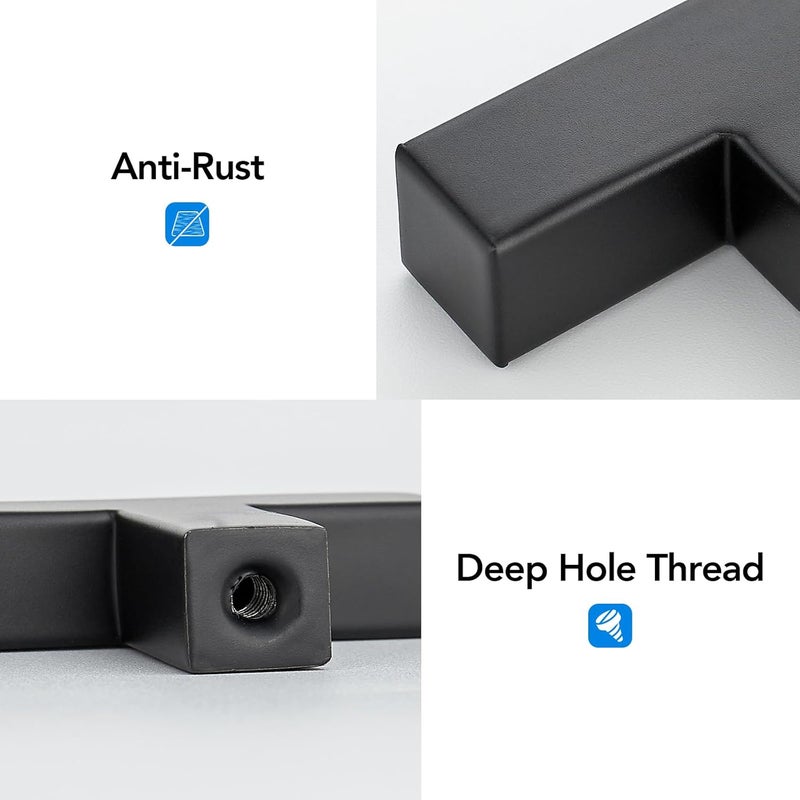 HOME EDIT 2 Pack Matte Black Cabinet Knobs 2 Inch - Black Drawer Knobs Single Hole Black Square Hardware Drawer Pulls for Kitchen Cabinets and Dressers - Image 3