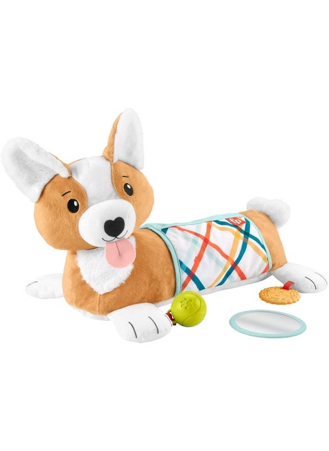 3-In-1 Puppy Tummy Wedge Plush With Teether Rattle & Mirror Toys For Infants