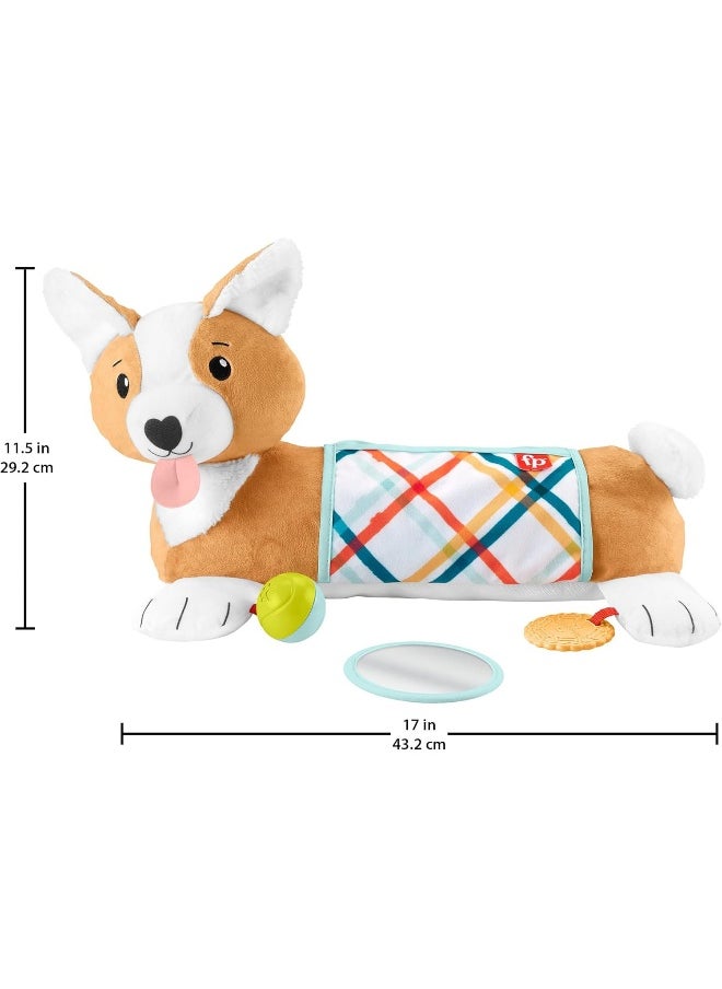3-In-1 Puppy Tummy Wedge Plush With Teether Rattle & Mirror Toys For Infants