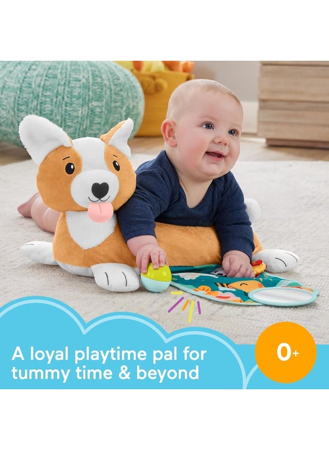 3-In-1 Puppy Tummy Wedge Plush With Teether Rattle & Mirror Toys For Infants