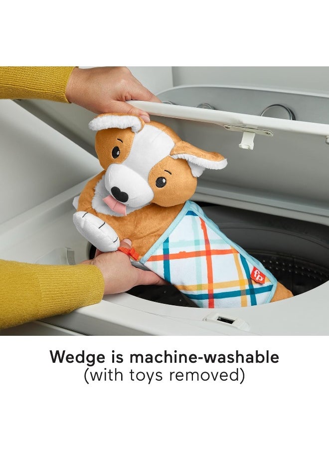 3-In-1 Puppy Tummy Wedge Plush With Teether Rattle & Mirror Toys For Infants