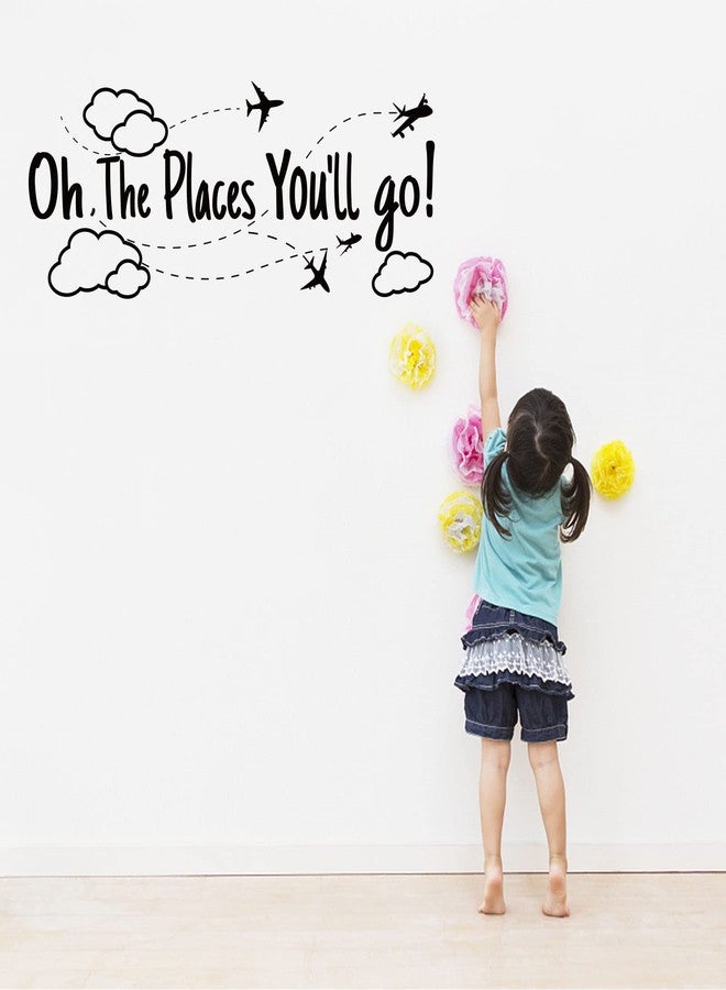 SUPERDANT Black PVC Travel Wall Stickers Oh The Places You Will Go Vinyl Wall Decor Inspirational Motivational Quotes Decals for Home Bedroom Office Decoration School Dormitory Decor 30x11.4in - Image 5
