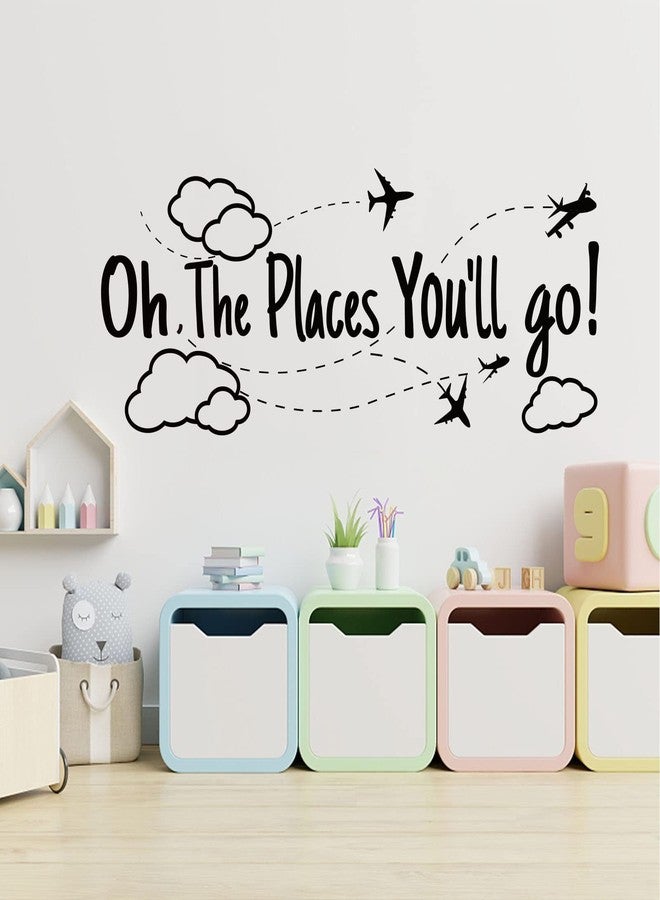 SUPERDANT Black PVC Travel Wall Stickers Oh The Places You Will Go Vinyl Wall Decor Inspirational Motivational Quotes Decals for Home Bedroom Office Decoration School Dormitory Decor 30x11.4in - Image 4