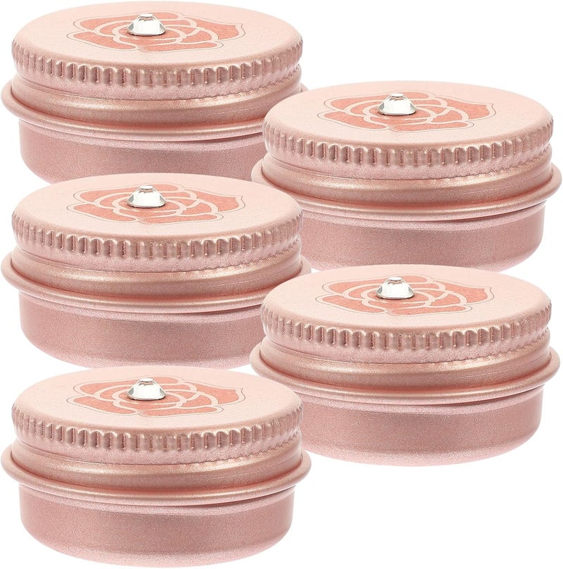 Rose Gold Aluminum Cream Case 5pcs 10G Reusable Screw Tins Multi-Function Lip Balm Containers for Travel and Home Skin Care Storage - Image 1