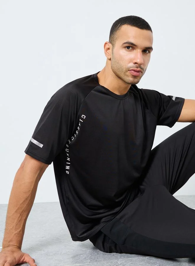 Styli Active Regular Fit Side Placement Print Detailing Athleisure T-Shirt