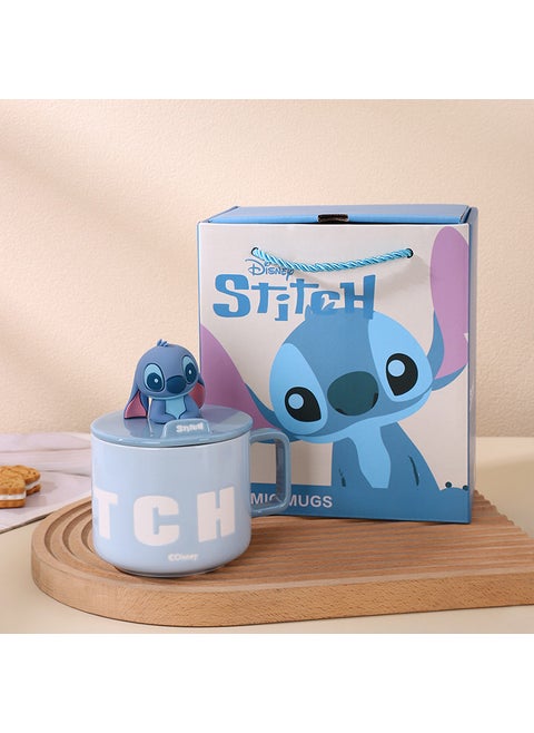 Stitch Ceramic Cup High-value Creative Mug with Lid High-end Light Luxury Niche High-end Mug Stitch Mug with Lid (Gift Box)