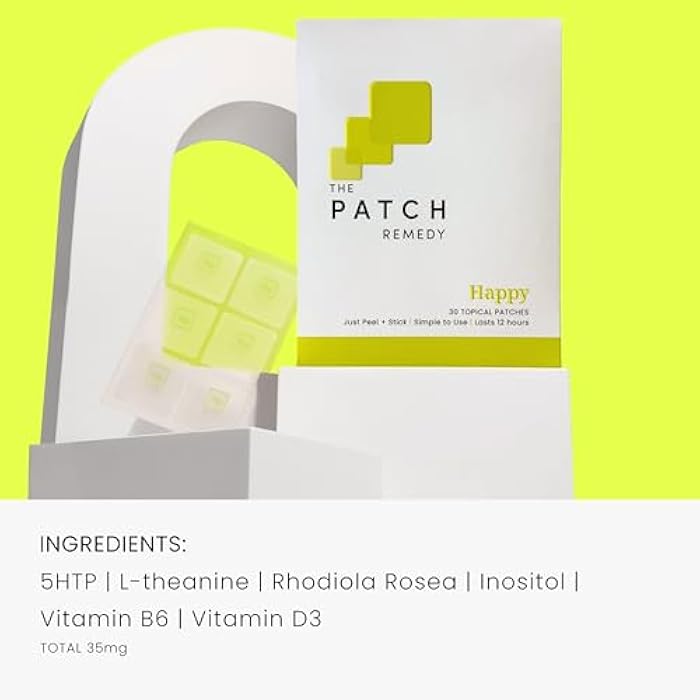 The Patch Remedy Happy Patch | 5-HTP, L-Theanine, Rhodiola, Inositol, B6, Vitamin D3 | 30 Patches - Image 4