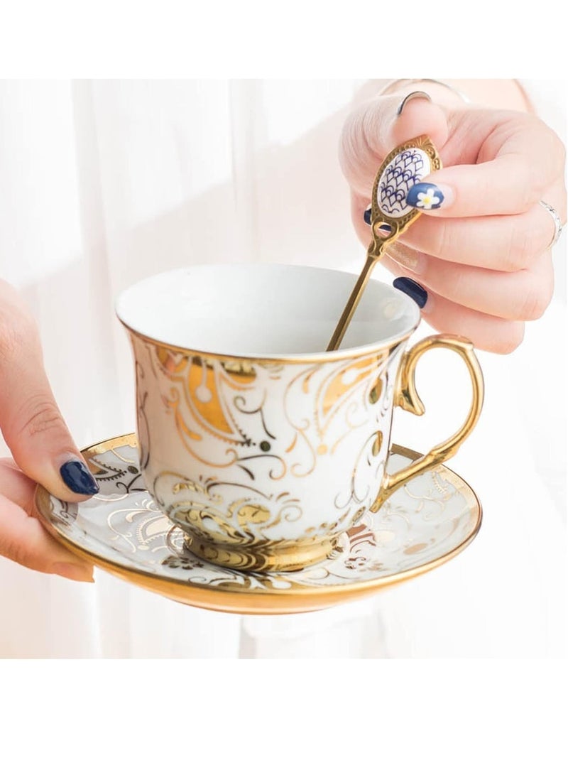 SYOSI Small Spoons Dessert Spoons Tiny Spoon Light Luxury Stainless Steel Golden Coffee Spoon Mixing Spoons with Ceramic Handle Stainless Steel Scoop Spoons Spoon Set Teaspoon Spoon Soup Spoon - Image 4