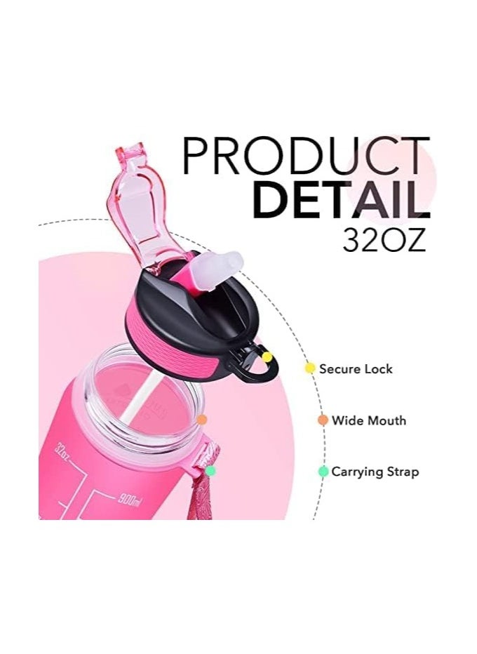 S2C S2C™ Motivational Large Water Bottle 1L Tritan Plastic Water Bottle With Time Markers, Leak Proof Water Bottle For Kids, School Water Bottles Plastic Water Bottle Gym Bottle (BLUE-PINK)  - Image 4