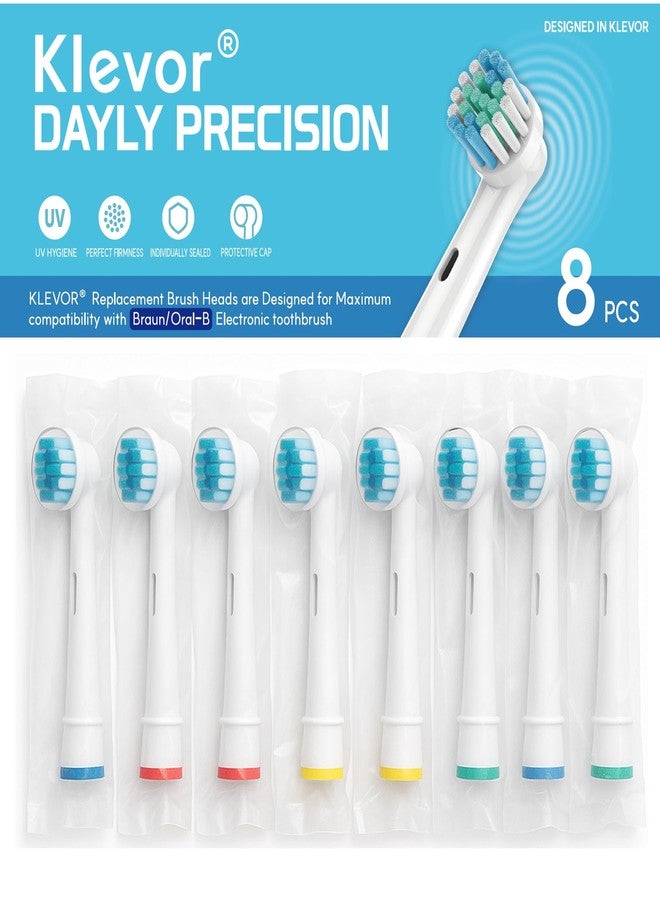 KLEVOR Replacement Toothbrush Heads for Oral‑B – 8 Count – Individually Wrapped & Protective Travel Cap – Compatible with Oral‑B Pro, 1000, 3000, 5000, 7000 and More (Not iO Series) - Image 1