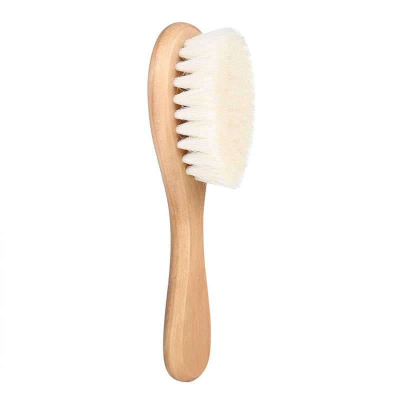 Zerodis Hair Brushes Baby Head Brush, Kids Soft Goat Hair Comb Wood Infant Massage Scrub Tool Newborn Shower Registry Gift, Wooden Baby Hair Brush Hairbrush for Newborn and