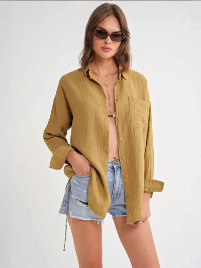 MixRay Mixray Oversize Shirt with Pocket Detail
