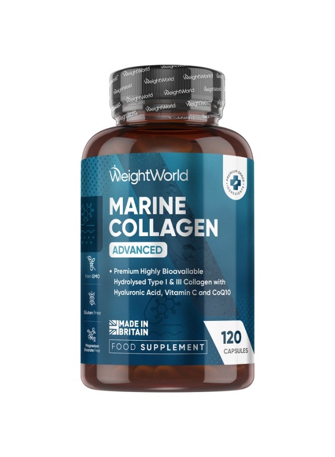 كولاجين بحري متقدم مع حمض الهيالورونيك 1455 ملغ – يدعم صحة الشعر والبشرة والأظافر، 120 كبسولة، صنع في المملكة المتحدة - Image 1