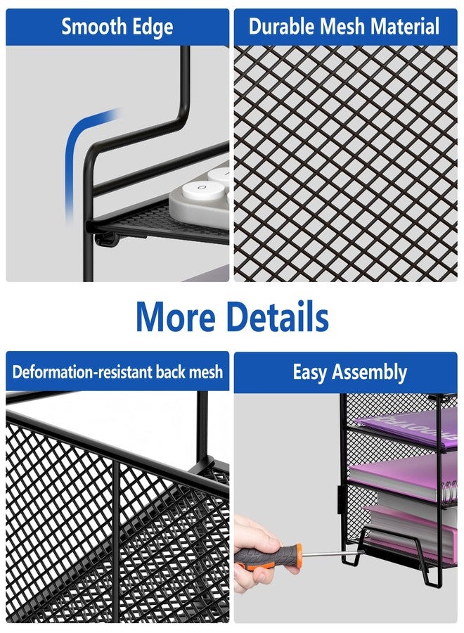 Reeplan 7 Tier Desk File Organizer Metal Mesh Paper Sorter Letter Tray Desktop Organizer for Home Study Office and Workspace, Black - Image 4