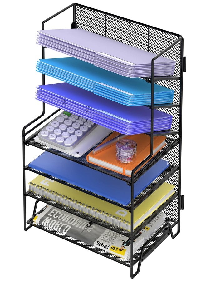 Reeplan 7 Tier Desk File Organizer Metal Mesh Paper Sorter Letter Tray Desktop Organizer for Home Study Office and Workspace, Black - Image 1