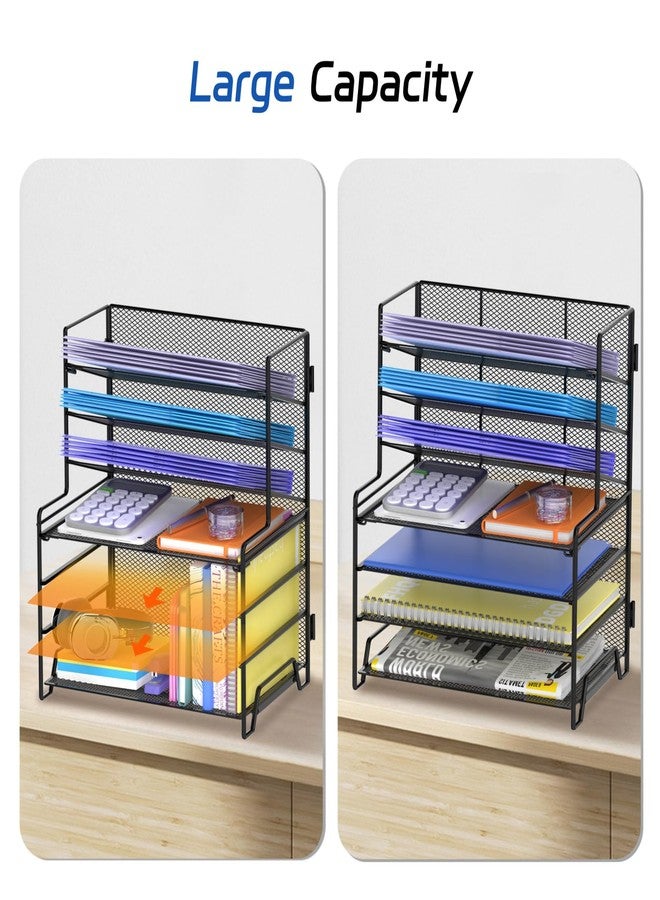 Reeplan 7 Tier Desk File Organizer Metal Mesh Paper Sorter Letter Tray Desktop Organizer for Home Study Office and Workspace, Black - Image 5