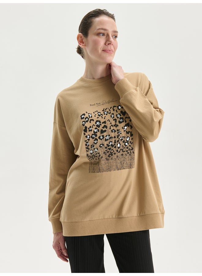LC WAIKIKI Crew Neck Printed Women's Sweatshirt Tunic - Image 1