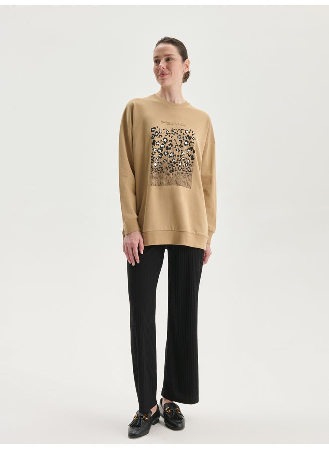LC WAIKIKI Crew Neck Printed Women's Sweatshirt Tunic - Image 2