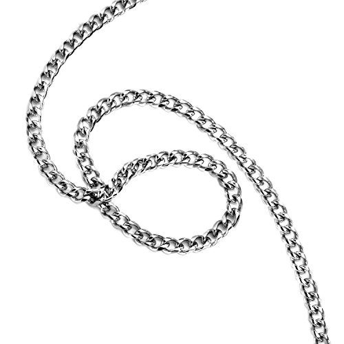 AmyRT Jewelry 4.5mm Titanium Steel Mens Beveled Curb Link Chain Silver Gold Necklace 18 in - Image 3