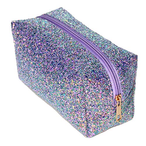 KisSealed Colorful Glitter Shine Cosmetic Pouch Waterproof Zipper Handbag Carry Case Organizer Travel Case (purple) - Image 2