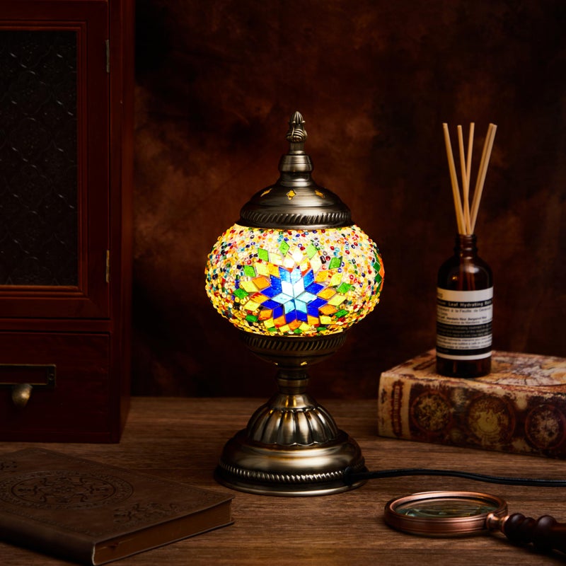 Baquler Turkish Mosaic Lamp Kit DIY Stained Glass Decorative Table Bedside Night Light Tabletop Bohemian Morrocan Lamp Crfat Kit for Living Room Decorations, Make Your Own(Multicolor) - Image 4