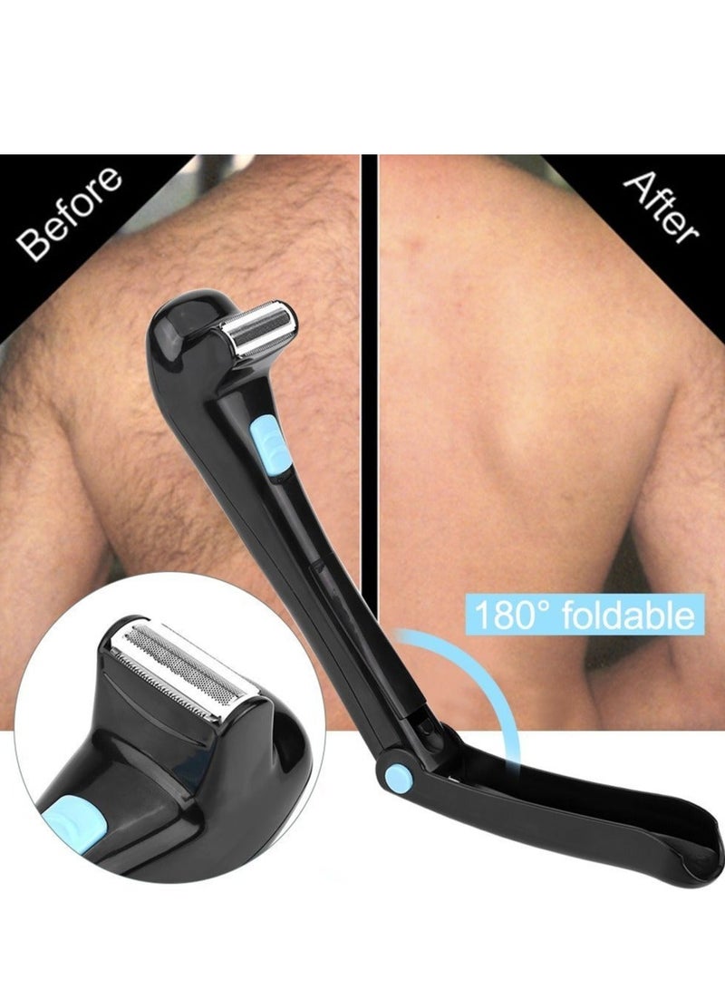 Electric Back Hair Shaver, Cordless Body Foldable Shavers For Men Adjustable Ergonomic Curved Handle Shaver for Mangroomer Trimmer Removal - Image 2