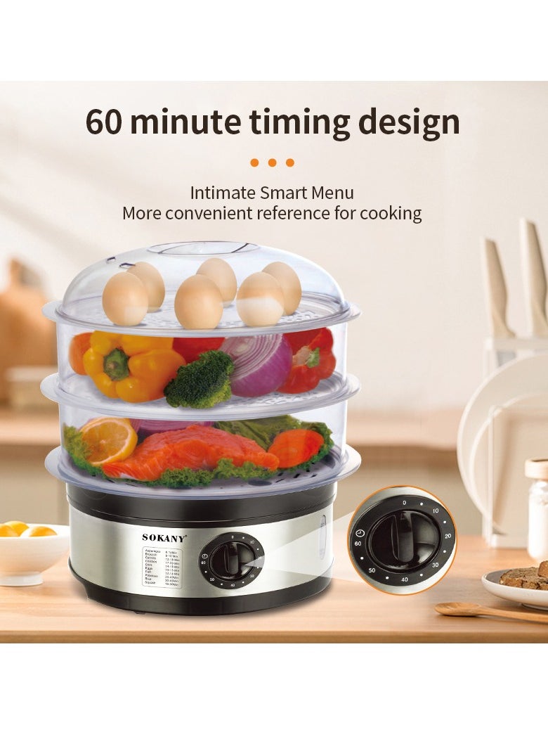 sokany 650W 11L Food Steamer, 3-Tier Detachable, 60-Minute Timer, and Dishwasher Safe, Makes Preparation Quick Easy SK-07018 Black  - Image 3